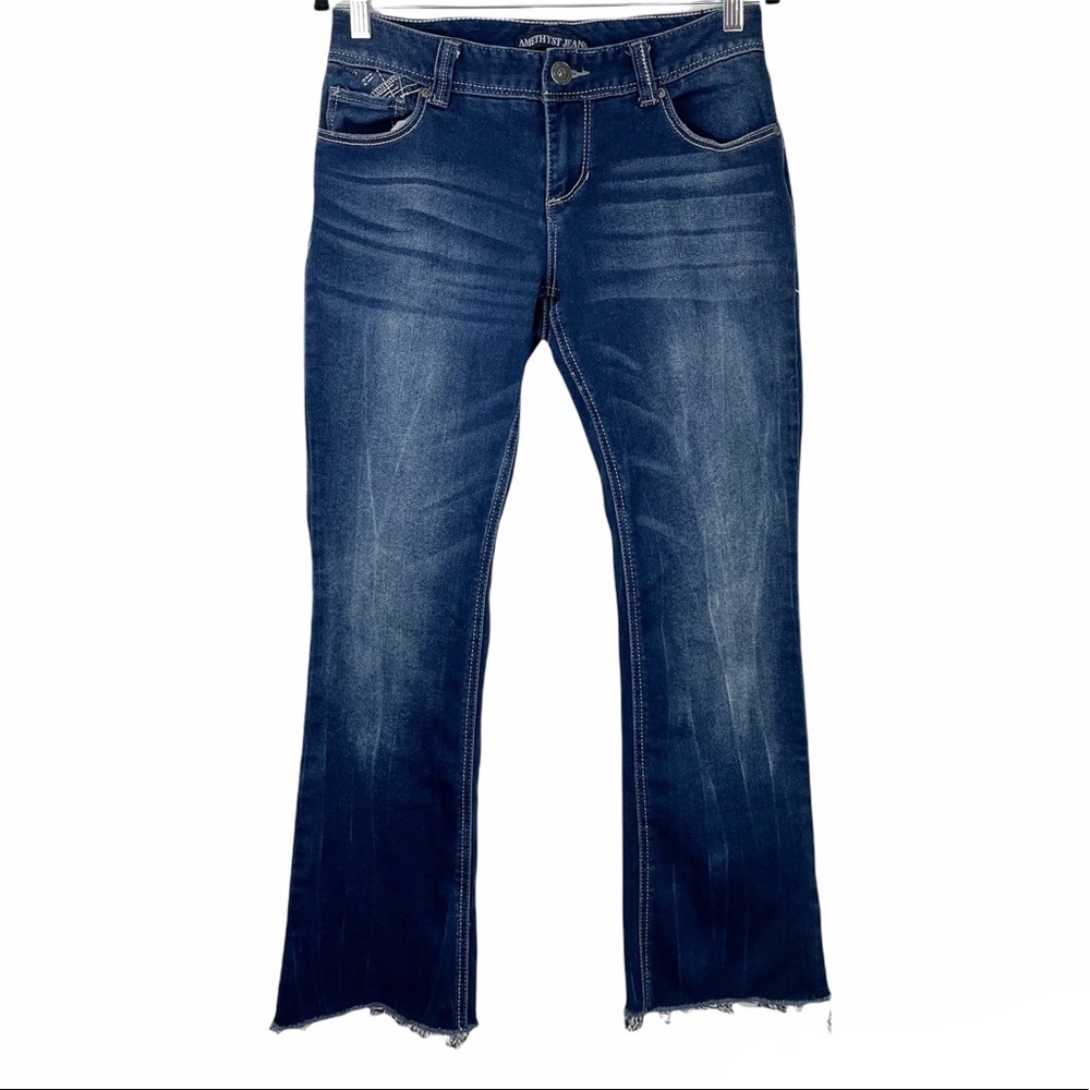 Amethyst Jeans Dark Wash Boot Cut Raw Hem
